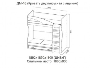 ДМ-16 Кровать двухъярусная с ящиком в Усть-Катаве - ust-katav.magazin-mebel74.ru | фото