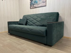 Диван Престиж-15 НПБ+МДФ, велюр Sensey bottle green в Усть-Катаве - ust-katav.magazin-mebel74.ru | фото