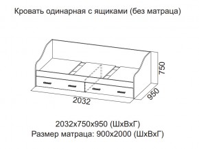 Кровать одинарная с ящиками (Без матраца 0,9*2,0) в Усть-Катаве - ust-katav.magazin-mebel74.ru | фото