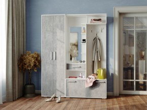 Прихожая Ориноко белый/цемент светлый в Усть-Катаве - ust-katav.magazin-mebel74.ru | фото