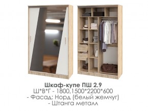 шкаф-купе ПШ-2.9 1500 Норд Белый жемчуг 1500 в Усть-Катаве - ust-katav.magazin-mebel74.ru | фото