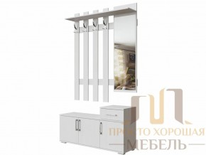 Вешалка с зеркалом 0,8 м №3 Ясень Анкор светлый в Усть-Катаве - ust-katav.magazin-mebel74.ru | фото